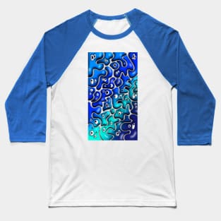 30 Shade of Blue Blob Monsters Baseball T-Shirt